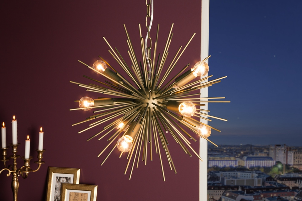 Elegante Hängeleuchte SUNLIGHT 50cm matt gold Hängelampe