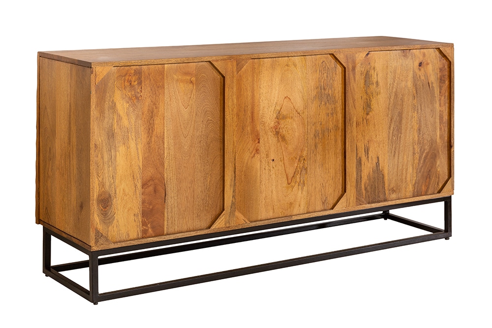Massives Sideboard SCORPION 140cm braun Mangoholz aufwendige 3D Schnitzereien