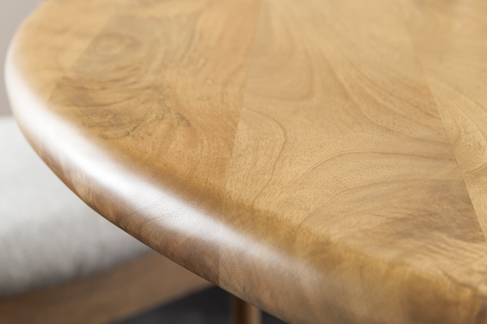 Runder Esstisch ARTE 120cm kaschmir beige finish Mangoholz massiv mit markantem Gestell