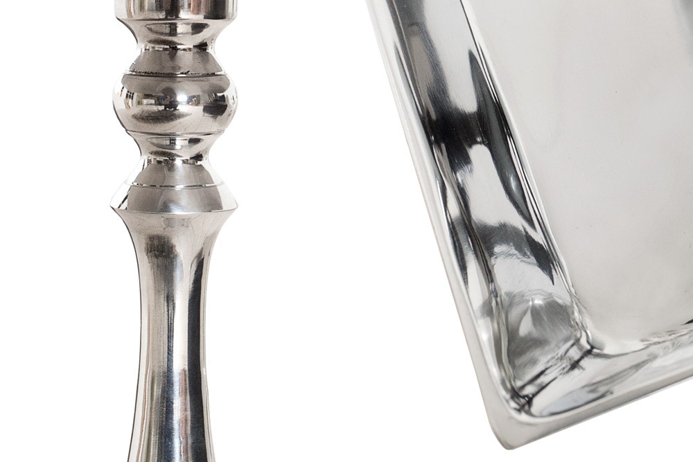 Filigraner Beistelltisch TRAYFUL 55cm silber Aluminium Tablett-Tisch
