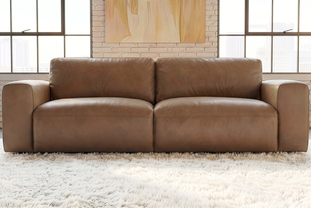 Echtleder Sofa BIG GEORGE 245cm cognac Taschenfederkern 3-Sitzer Couch