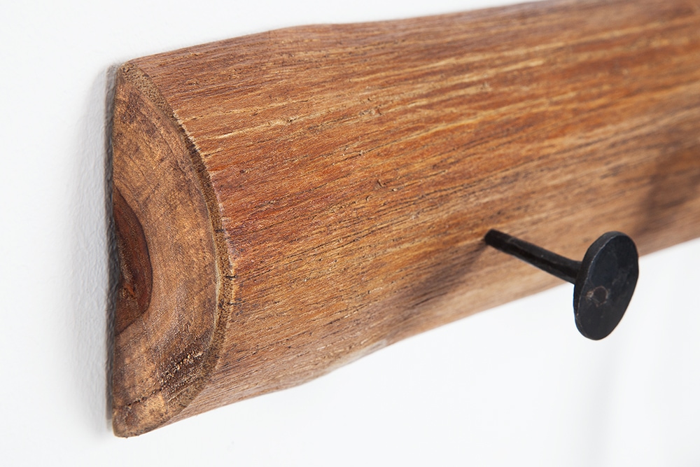 Massive Wandgarderobe HEMINGWAY 50cm natur aus recyceltem Teakholz