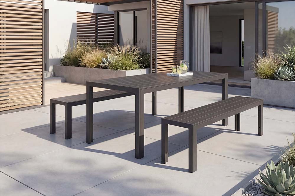 Moderner Gartentisch DESIGNO 205cm anthrazit schwarz Aluminium wetterfest