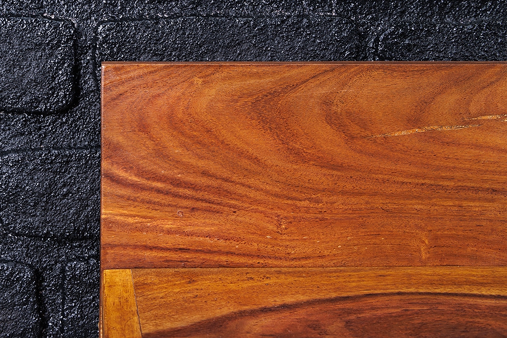 Massives Wandregal MAKASSAR 80cm braun Sheeshamholz stone finish handmade