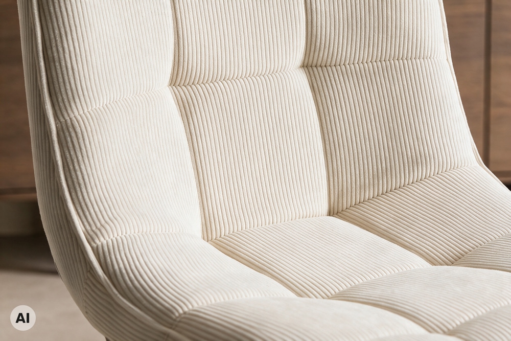 Freischwinger Stuhl MIAMI beige Cord matt schwarz Metallgestell