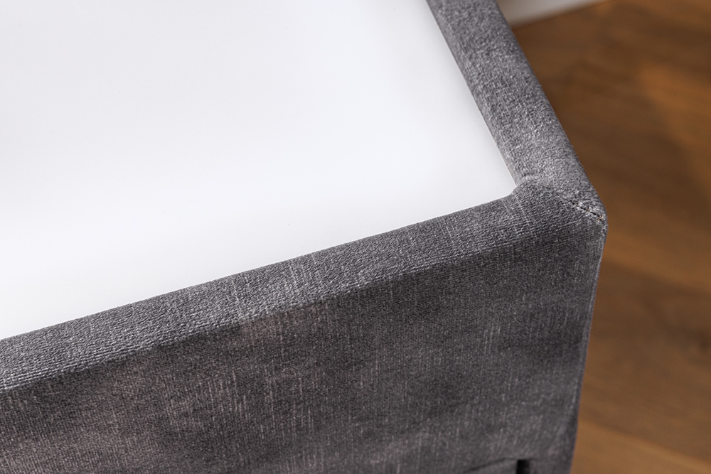 Quadratischer Nachttisch PARIS 55cm grau Samt inkl. Beleuchtung und Schubladen