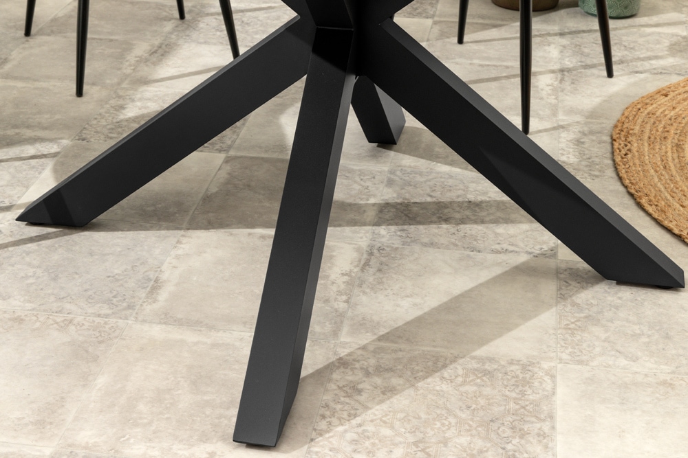 Runder In- und Outdoor Esstisch GALAXY 120cm anthrazit Keramik Aluminium Gartentisch