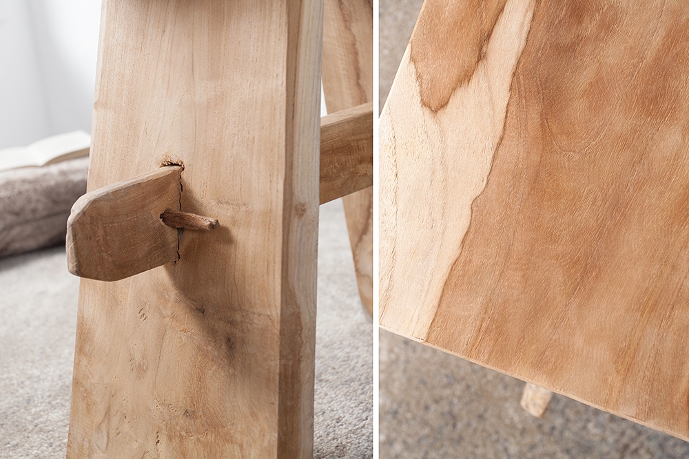 Massiver Hocker ZEN 40cm Teakholz Beistelltisch