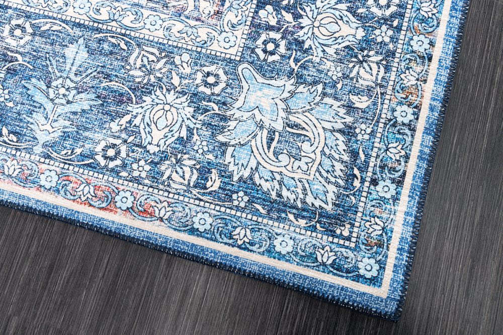 Vintage Teppich HERITAGE 230x160cm blau beige rot Flachgewebe Muster