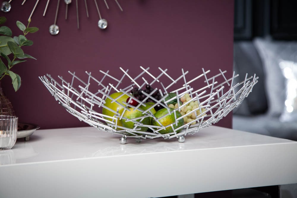 Design Schale STRUCTURE 45cm silber pulverbeschichtetes Metall