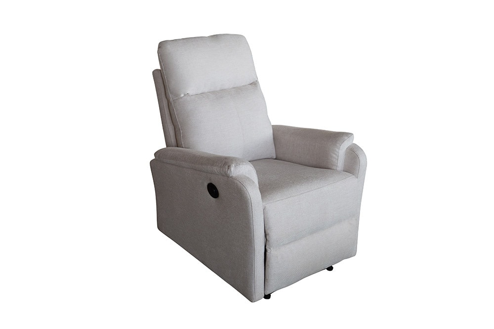 Exklusiver 1er Kinosessel HOLLYWOOD beige Strukturstoff elektrische Liegeposition