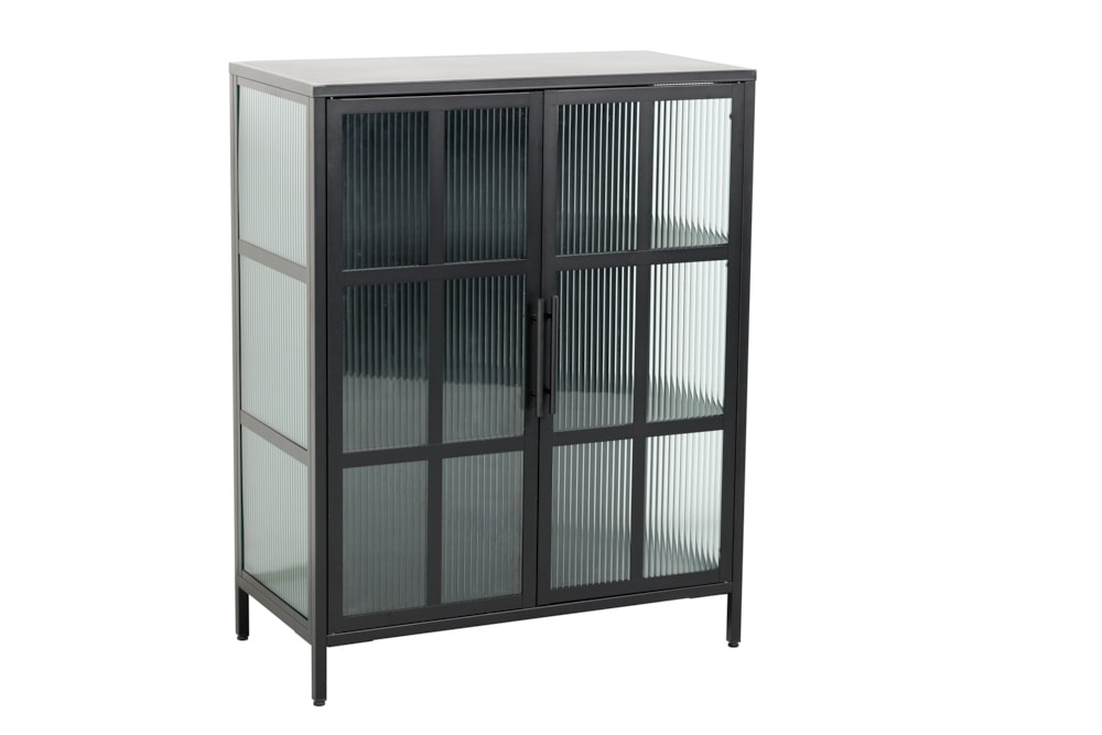Industrial Vitrine DURA STEEL 80cm schwarz Metall Riffelglas