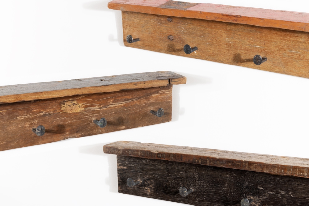 Massive Wandgarderobe HEMINGWAY 60cm natur recyceltes Teakholz mit Ablage