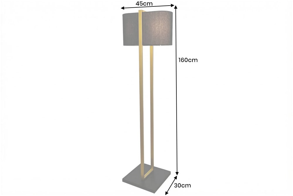 Minimalistische Stehlampe COLLEEN 160cm gold schwarz Stoffschirm mit Metallfuß