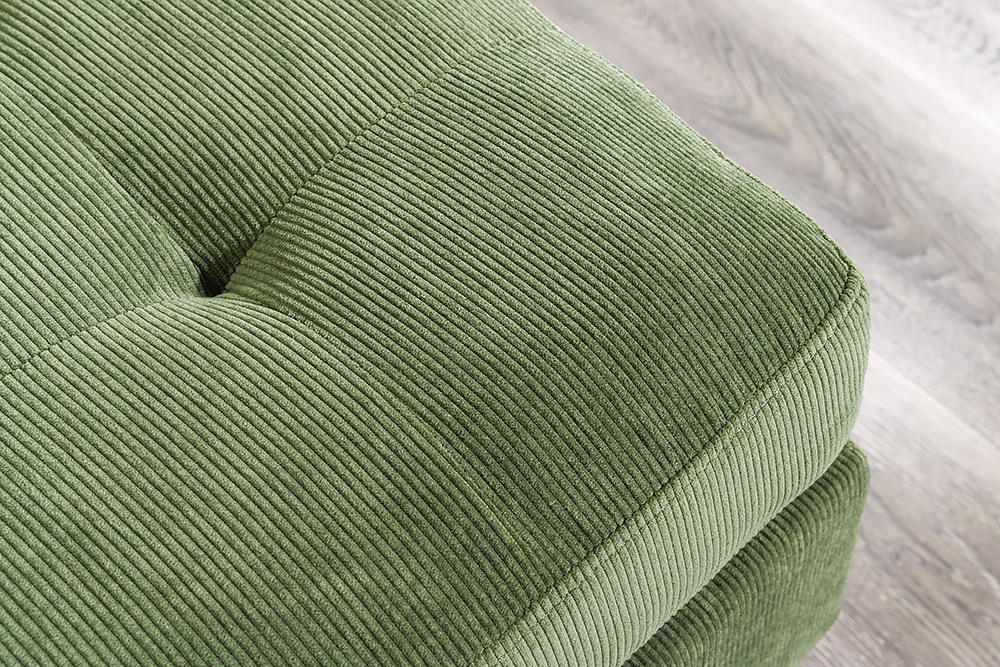 Retro Ecksofa STOCKHOLM 220cm grün Cordstoff Federkern 3-Sitzer