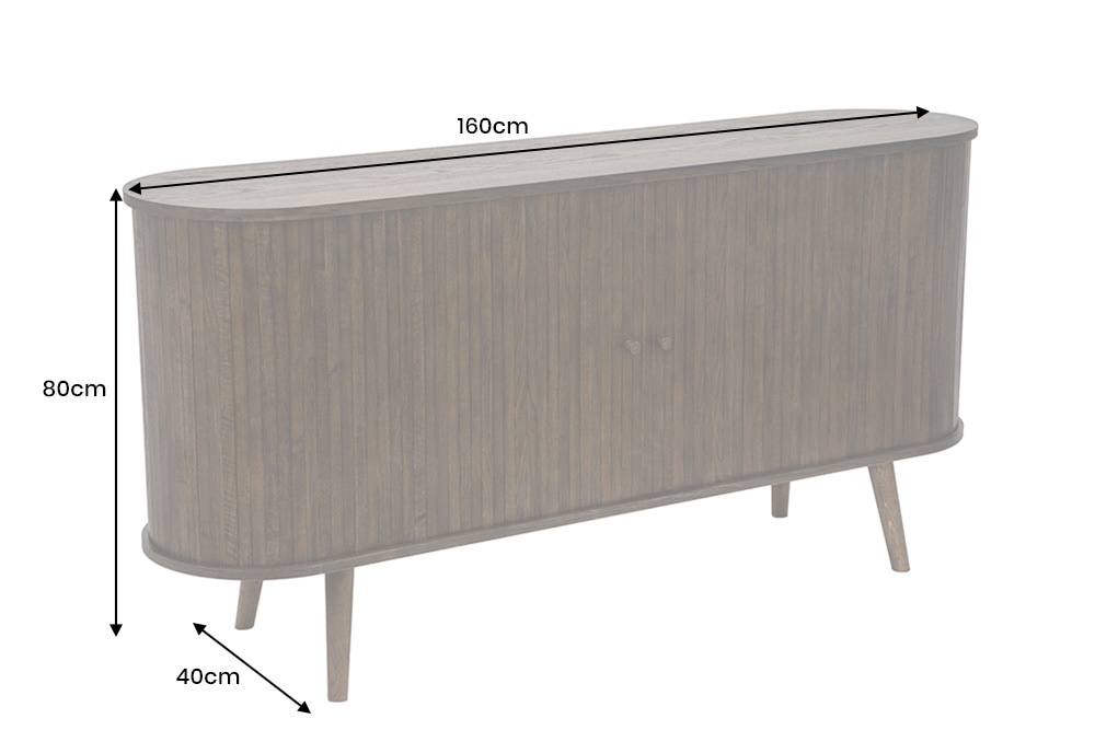 Retro Sideboard VALHALLA WOOD 160cm smoked Eichenholz Schiebetüren