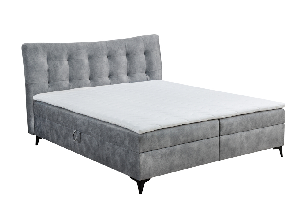 Design Boxbett DECADENCIA 180x200cm silbergrau Samt mit Stauraum Matratze Topper