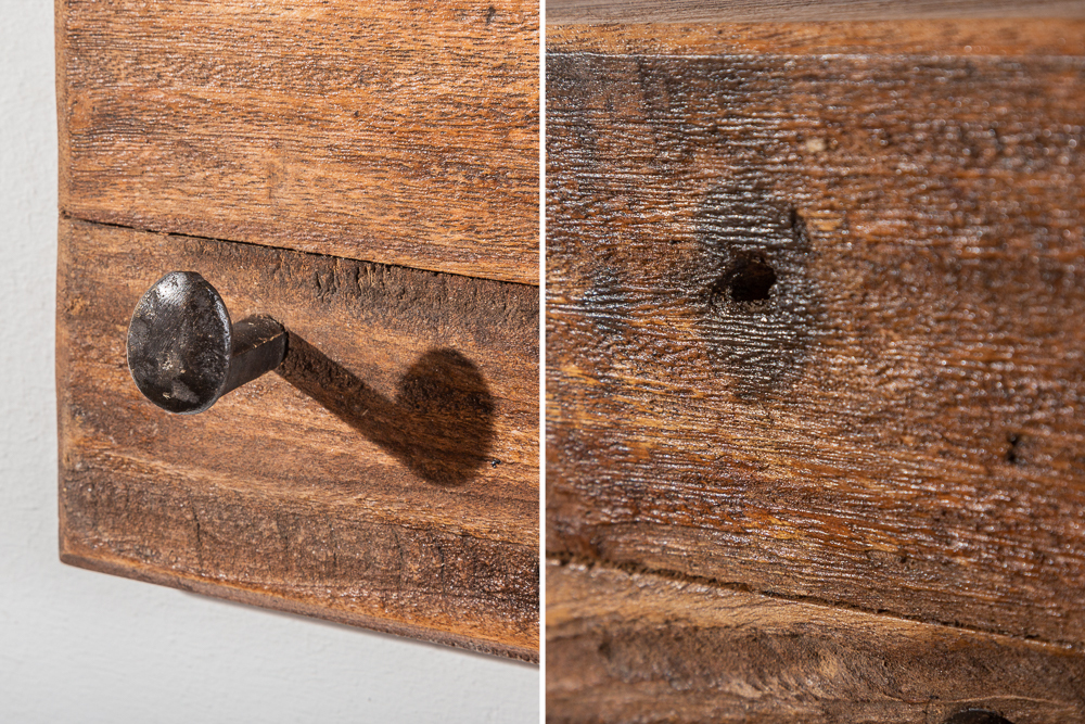 Massive Wandgarderobe HEMINGWAY XL 90cm natur recyceltes Massivholz