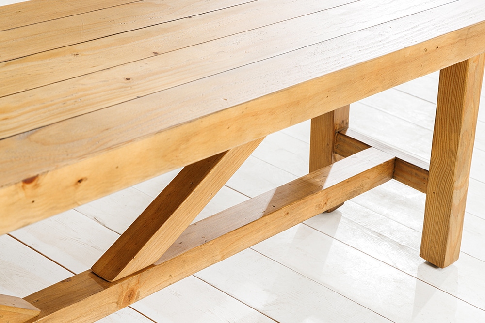 Massive Sitzbank RIVIERA 200cm natur recyceltes Pinienholz Landhaus-Stil
