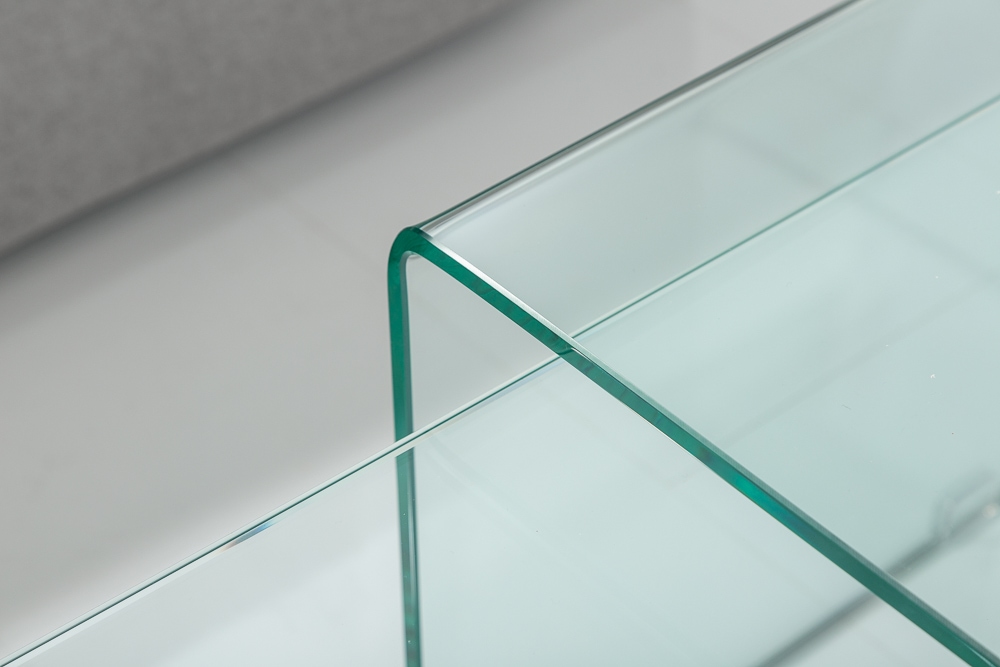 Hochwertiges 2er Set Glas Couchtisch FANTOME 100cm transparent