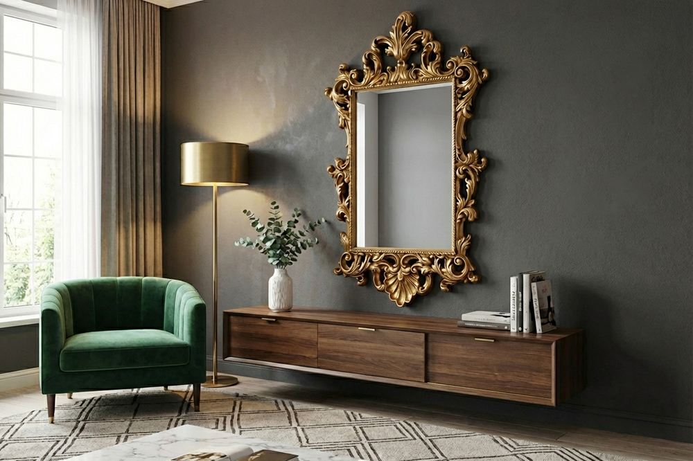 Design Wandspiegel OPULENT 125cm gold detailreiche Rahmenverzierung Modern Barock » Jetzt kaufen