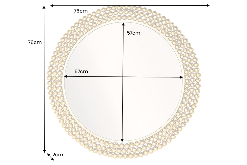 Runder Wandspiegel PEARLS 75cm gold Metall