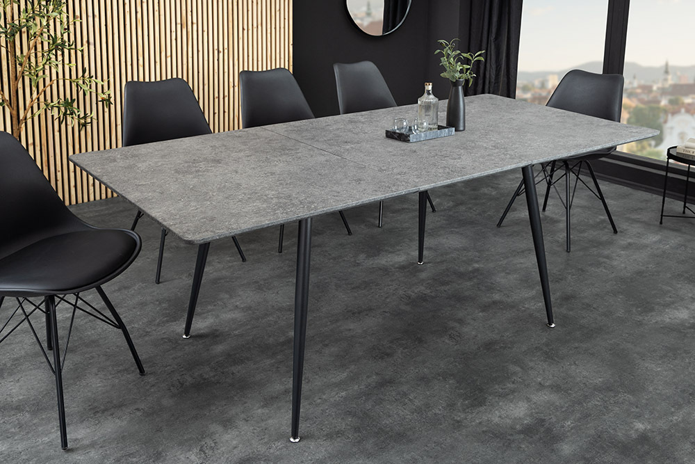 Ausziehbarer Esstisch APARTMENT 120-160cm grau Beton-Design schwarzes Metallgestell » Jetzt kaufen