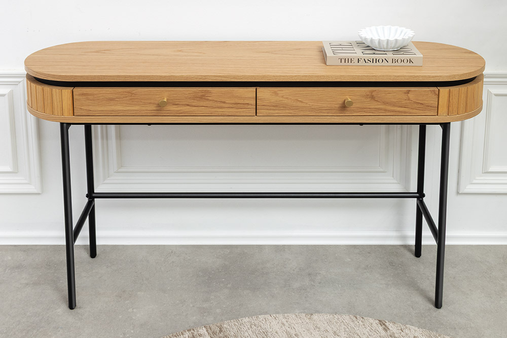 Moderner Konsolentisch ATELIER 120cm natur Eiche schwarz mit Schublade » Jetzt kaufen