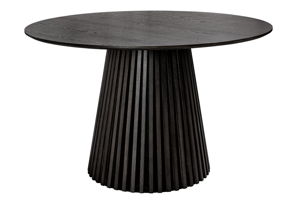 Runder Esstisch VALHALLA WOOD 120cm schwarz Eichenholz Säulenfuß