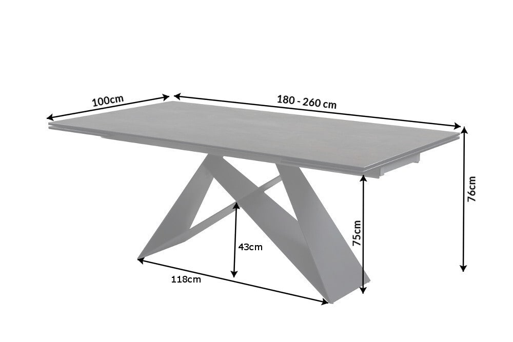 Ausziehbarer Esstisch PROMETHEUS 180-220-260cm Lava Keramik made in Italy