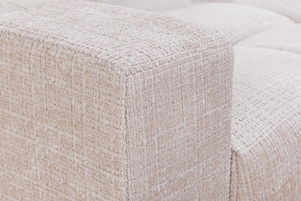 Modernes Ecksofa KENT 220cm champagner beige Chenille Cremona Federkern Wohnlandschaft mit Hocker