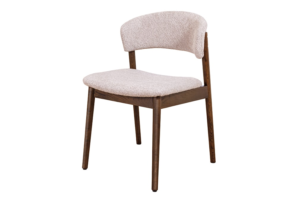 Design Stuhl VALHALLA WOOD braun Eiche smoke Walnuss Massivholz beige Strukturstoff