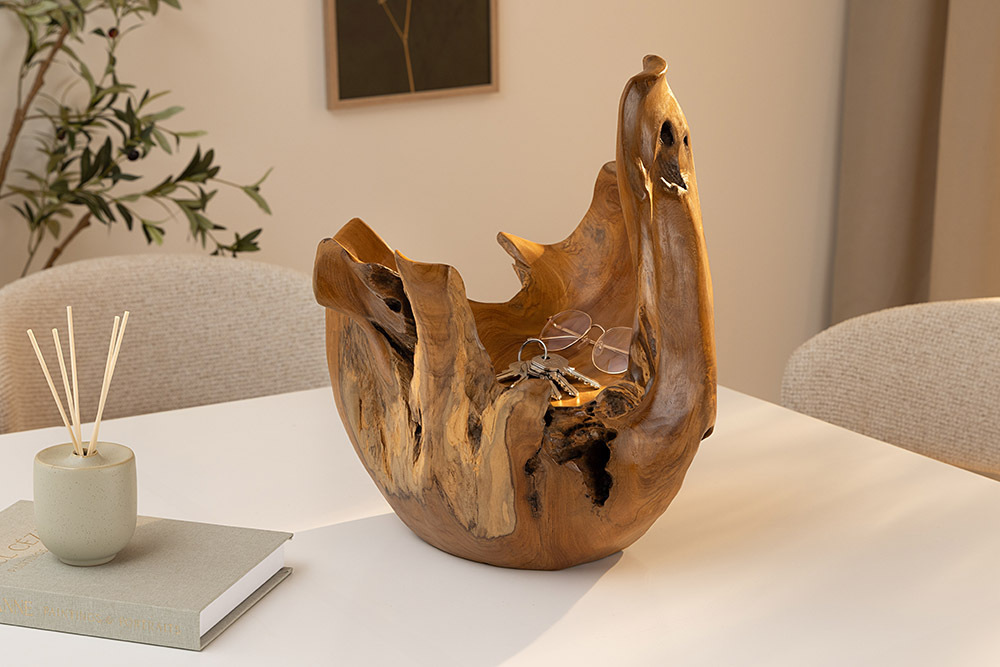Einzigartige Schale ORGANIC 40cm natur Teak aus Wurzelholz