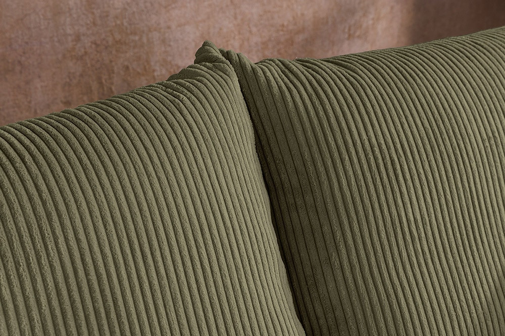 Design Ecksofa ATMOSPHERE XL 245cm grün Cord Federkern inkl. Kissen