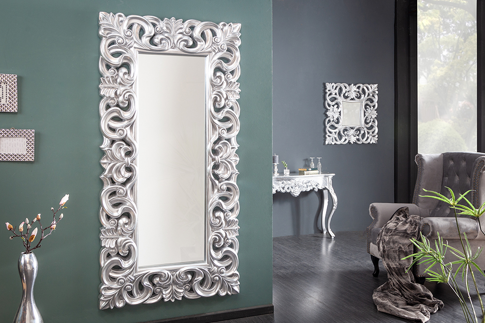 Eleganter Wandspiegel VENICE 180x90cm silber antik Barockstil