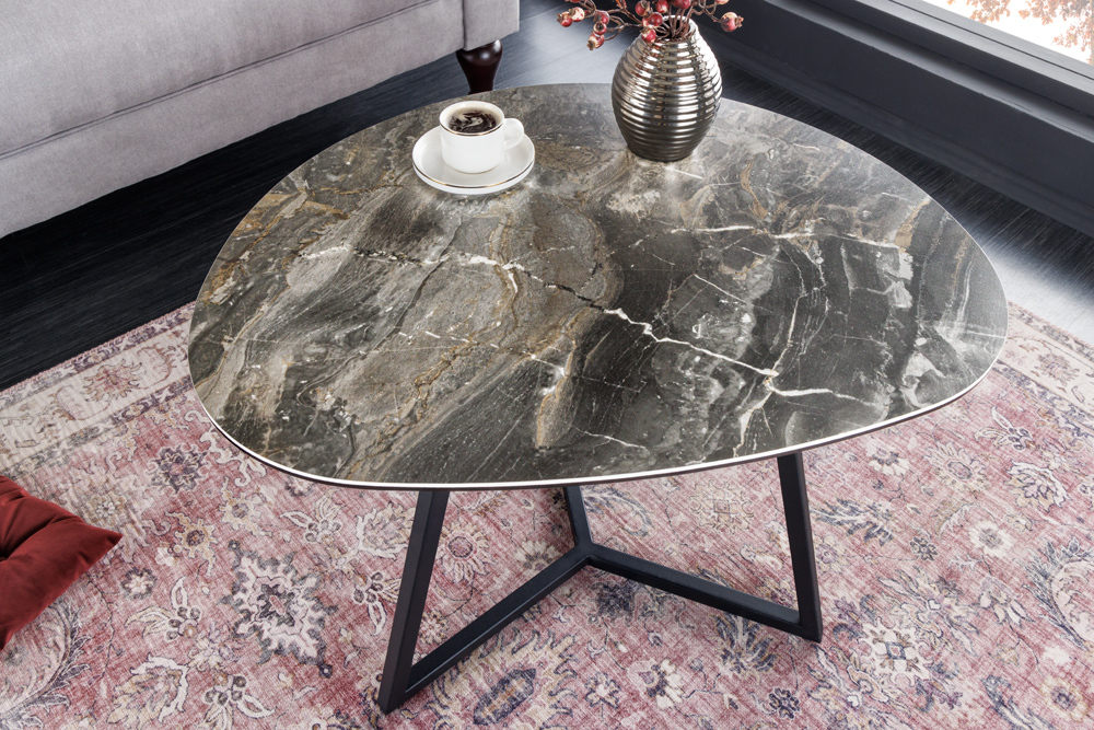 Moderner Couchtisch MARVELOUS 70cm taupe Marmor Keramik made in Italy