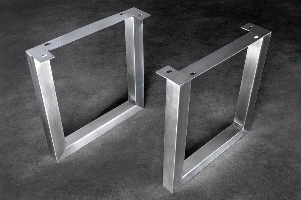 2er Set Tischgestell U-FRAME 70cm Edelstahl gebürstet matt Tischbeine Kufe Esstisch