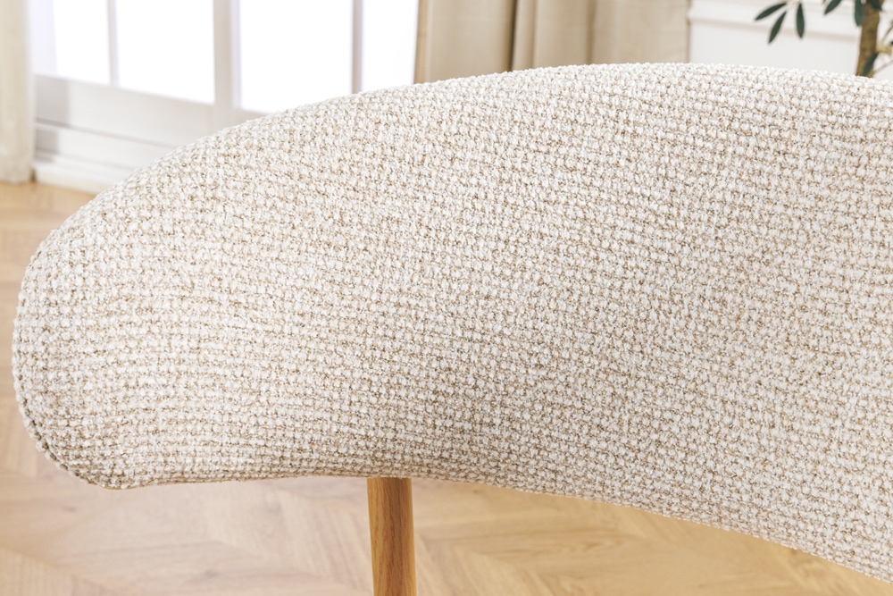 Design Stuhl BELFORT beige Strukturstoff Metallgestell Eiche