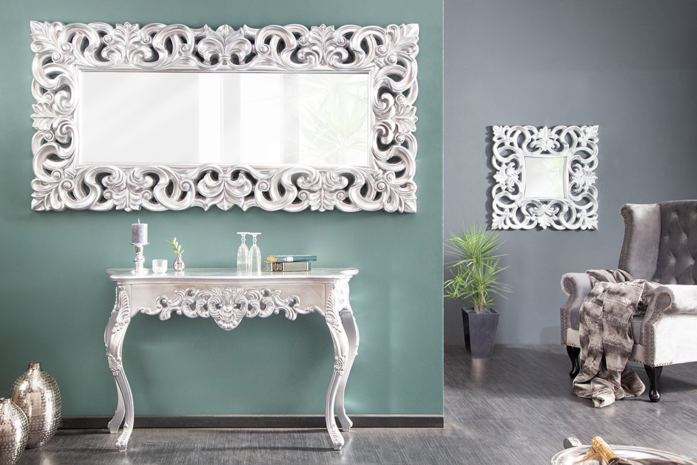 Eleganter Wandspiegel VENICE 180x90cm silber antik Barockstil