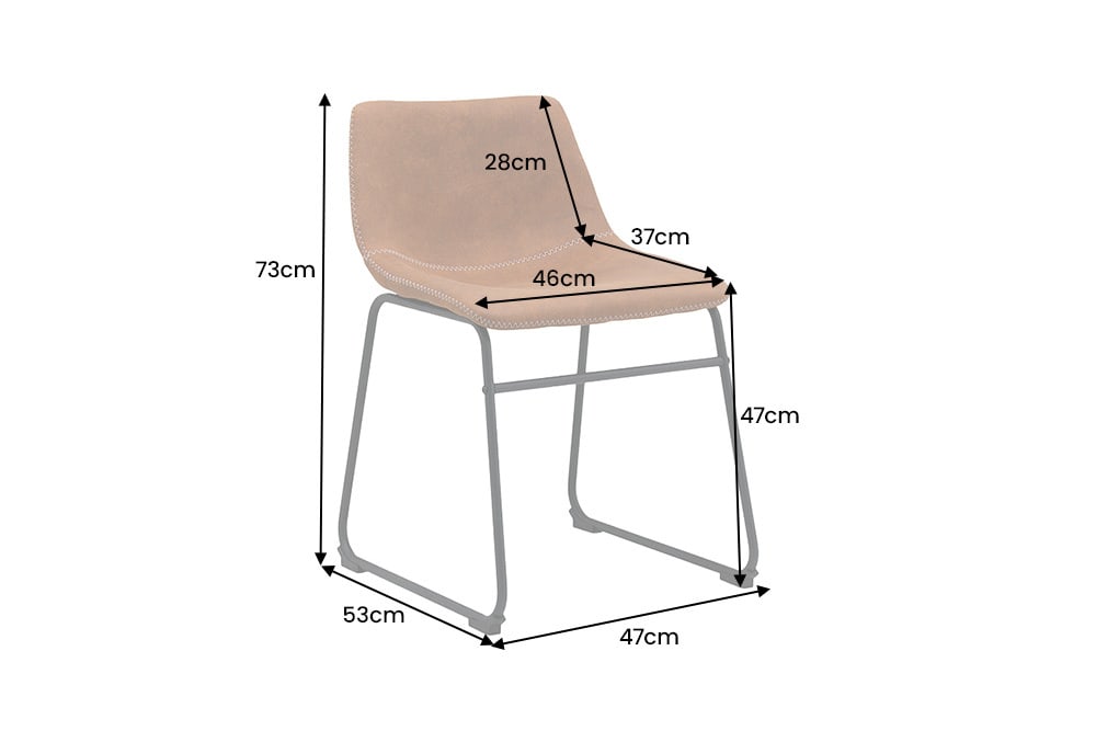 Industrial Design Stuhl DJANGO vintage braun mit Eisengestell