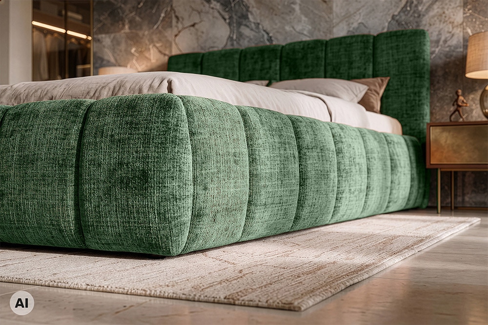 Design Boxbett ADLON 180x200cm petrol grün Chenille Cremona mit Stauraum und Lattenrost