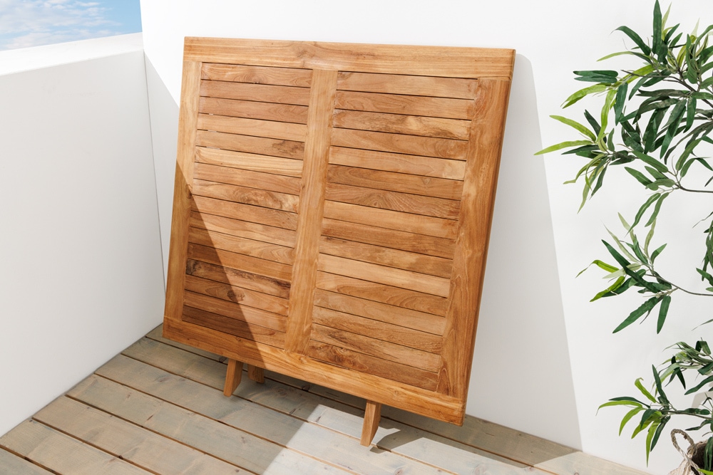 Massiver Esstisch EMPIRE TEAK 100cm natur Teakholz klappbar