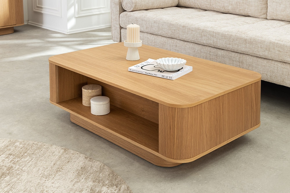 Nordischer Couchtisch VALHALLA WOOD 100cm natur Eichenholz mit Schublade