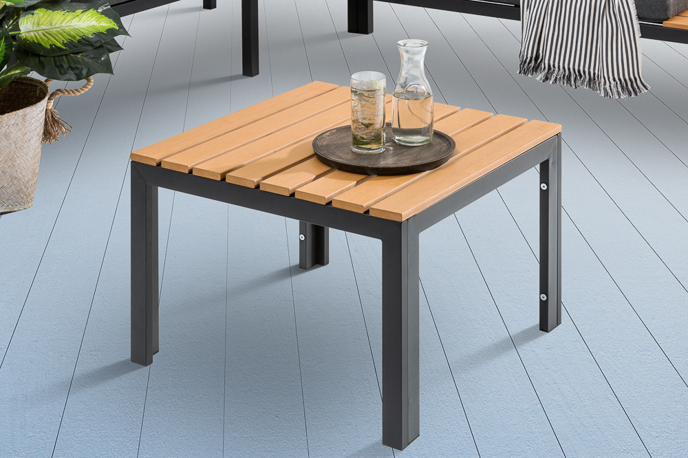 Outdoor Gartentisch ORLANDO LOUNGE 60cm anthrazit natur Aluminium wetterfest