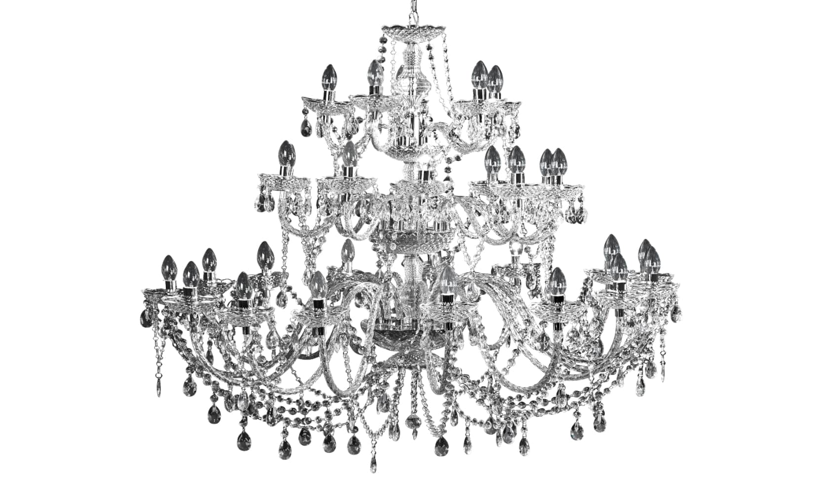 Design Kronleuchter CRYSTAL XXL 120cm klar Acryl 30-armig Kristall-Lampe
