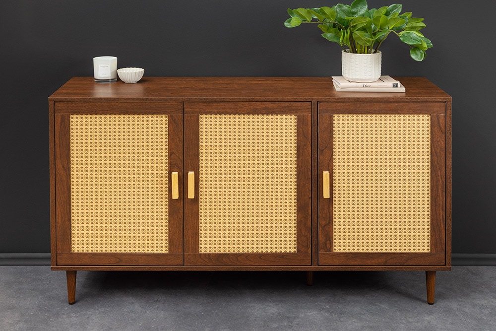 Design Sideboard VIENNA 120cm braun Wiener Geflecht Kommode