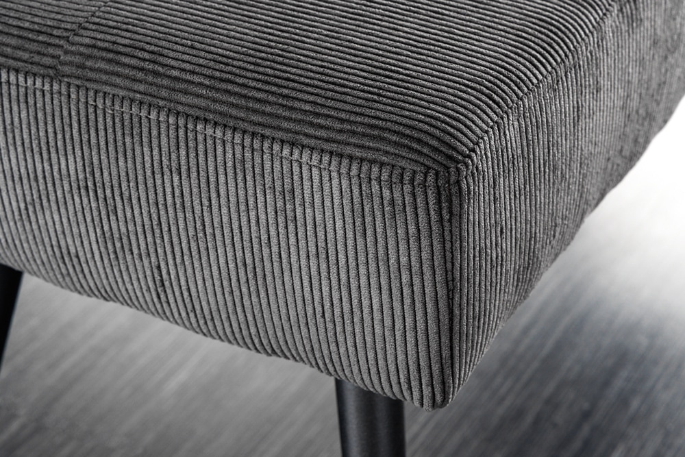 Design Sitzbank BOUTIQUE 100cm dunkelgrau Cord schwarze Metallbeine