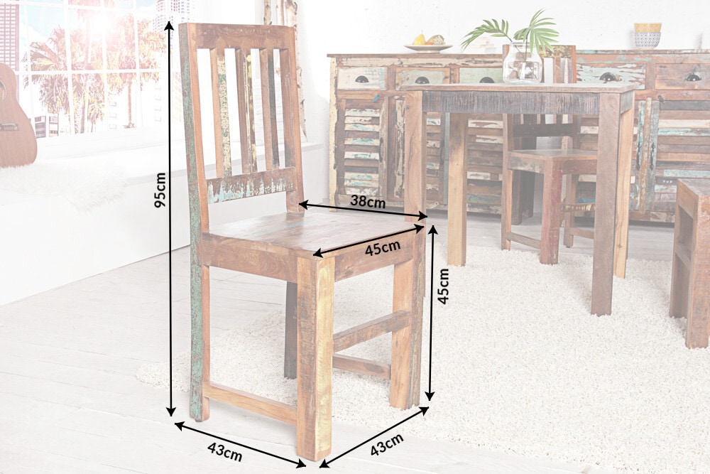 2er Set Massiver Holz Stuhl JAKARTA aus recycelten Fischerbooten