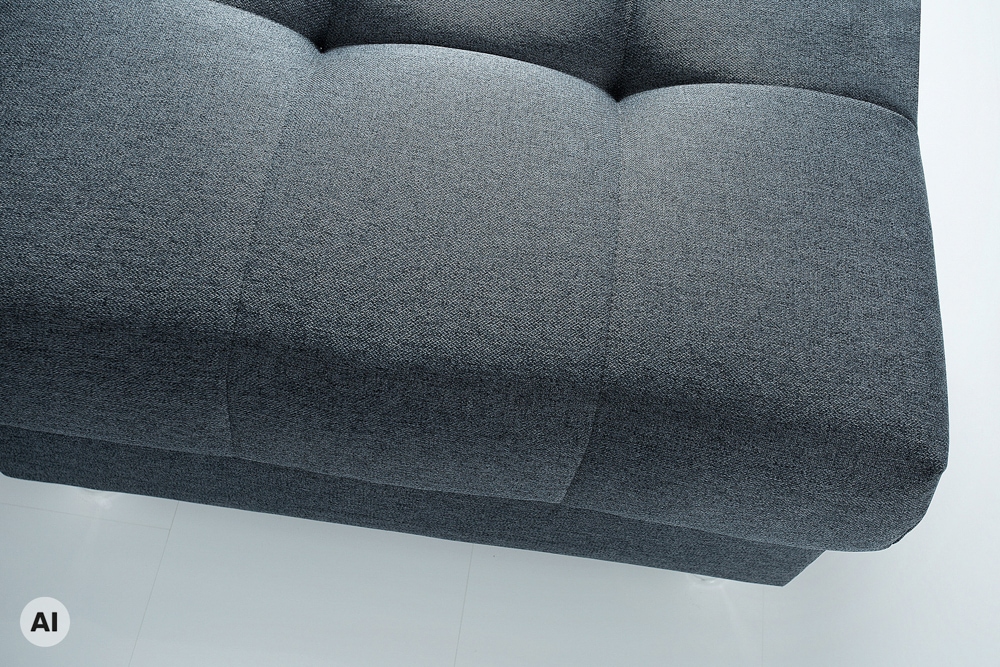 Moderne Wohnlandschaft KENT 220cm anthrazit Ecksofa Federkern inkl. Hocker und Kissen