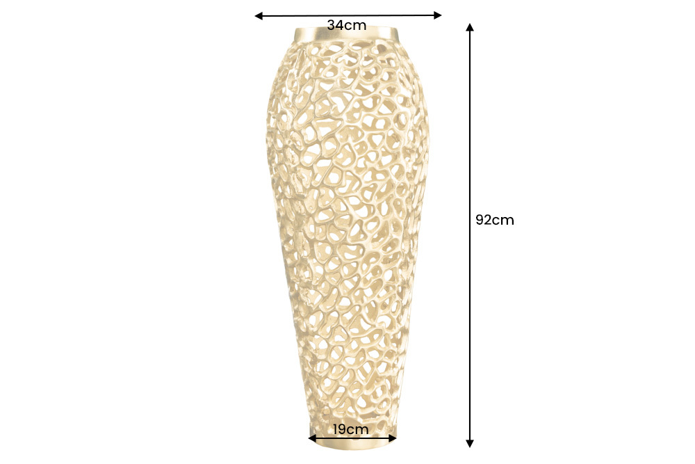 Filigrane Design XXL Vase ABSTRACT LEAF 90cm gold Handarbeit